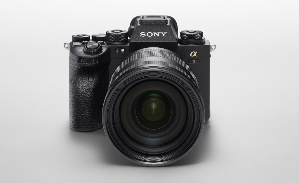 Front view of the Sony Alpha 1 camera.