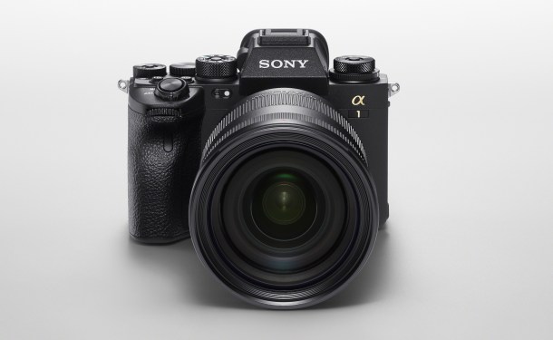 Front view of the Sony Alpha 1 camera.
