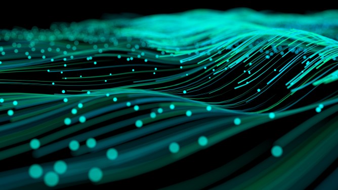 There are undulating wavy particle lines