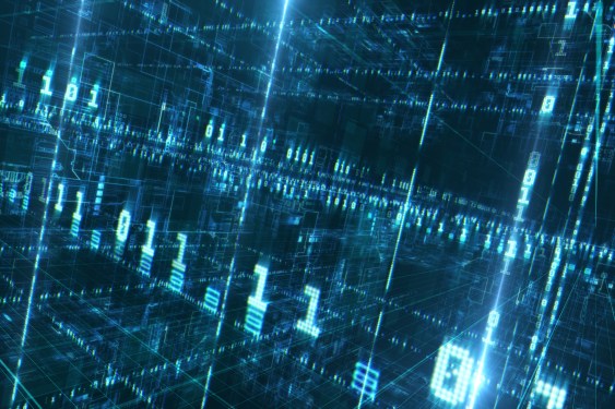 Digital binary data processing in a huge space.