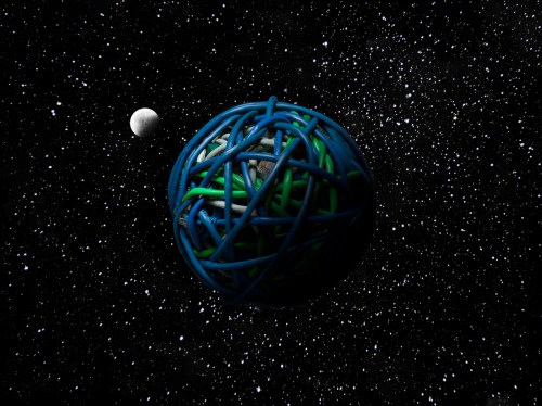 A cable ball in space