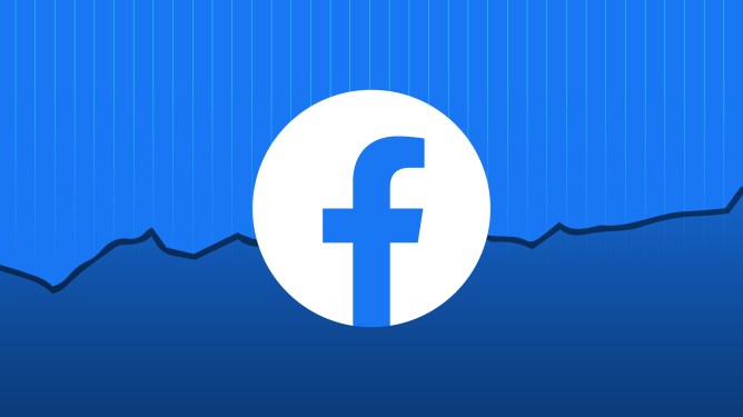 facebook logo over stock chart illustration