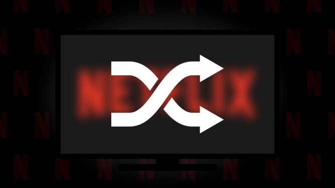 Netflix with shuffle play symbol