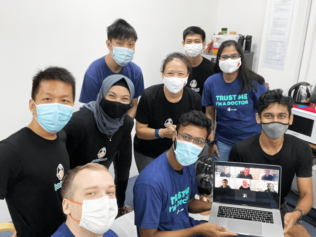 A group photo of Singapore-based startup Bot MDs team