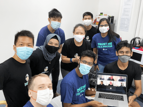 A group photo of Singapore-based startup Bot MDs team