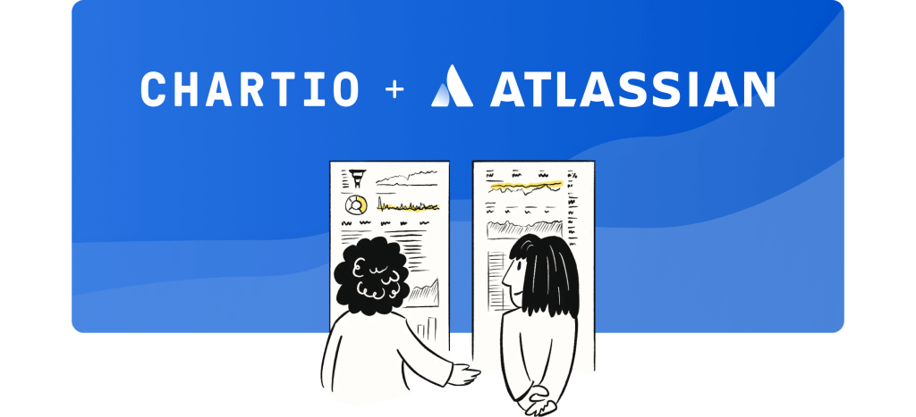 Graphic showing Chartio and Atlassian coming together as part of the Chartio acquistion.