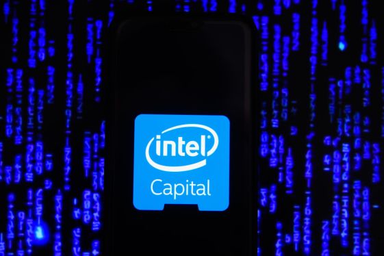 Intel Capital logo is seen on an android mobile phone