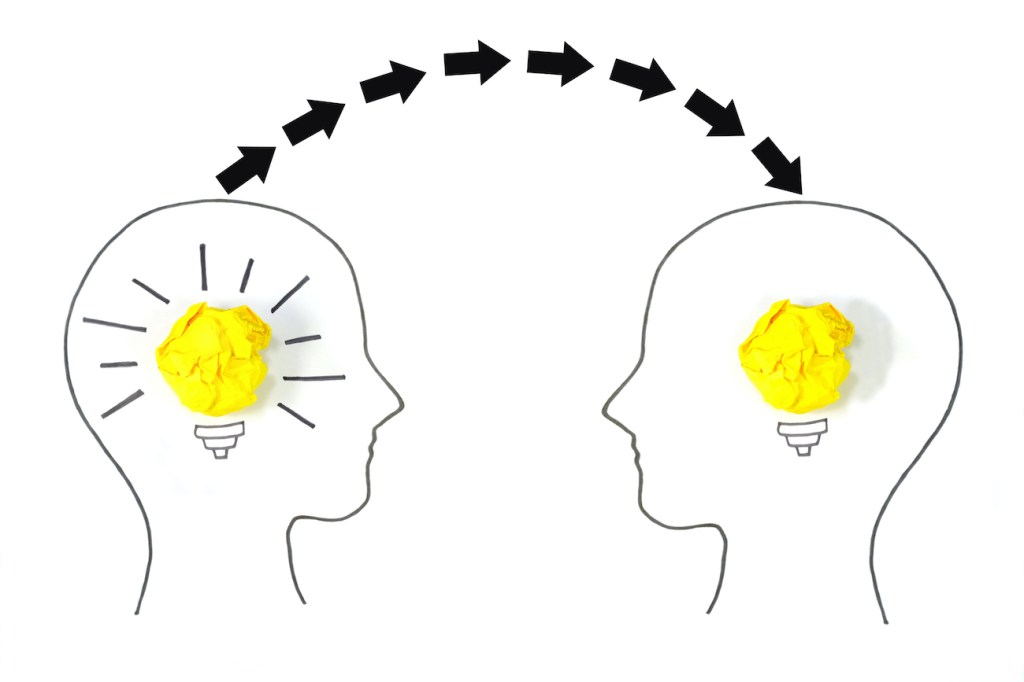 Knowledge sharing from one person to another person.