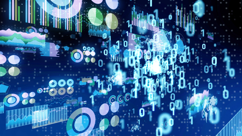 Digital transformation concept. Binary code. Programming.