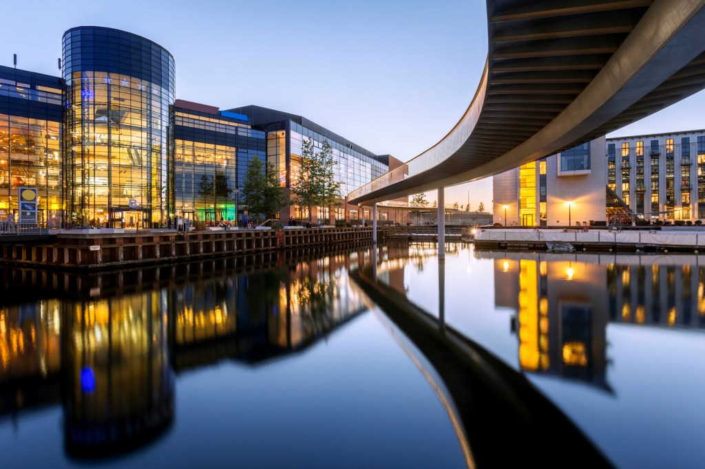 Blue Hour, Bicycle Highway, Cykelslangen, Copenhagen, Denmark Elevated Cyclepath