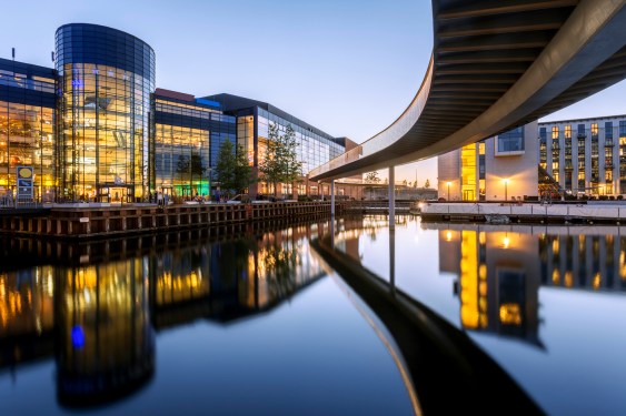 Blue Hour, Bicycle Highway, Cykelslangen, Copenhagen, Denmark Elevated Cyclepath