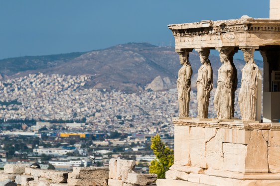 The Porch of the Caryatids in Acropolis of Athens, Greece.
