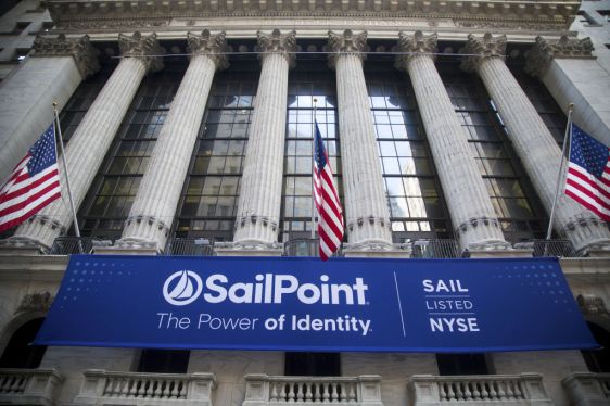 Sailpoint Technologies Holdings Inc. signage is displayed during the company's initial public offering (IPO) in front of the New York Stock Exchange (NYSE) in New York, U.S., on Friday, Nov. 17, 2017. U.S. stocks edged lower after the best rally in two months, while Treasuries advanced as investors assessed the prospects for corporate tax cuts. Photographer: Michael Nagle/Bloomberg via Getty Images