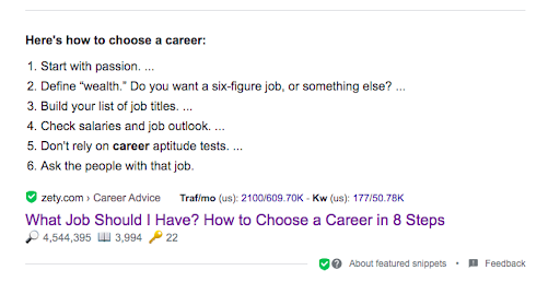 what job should I have search result