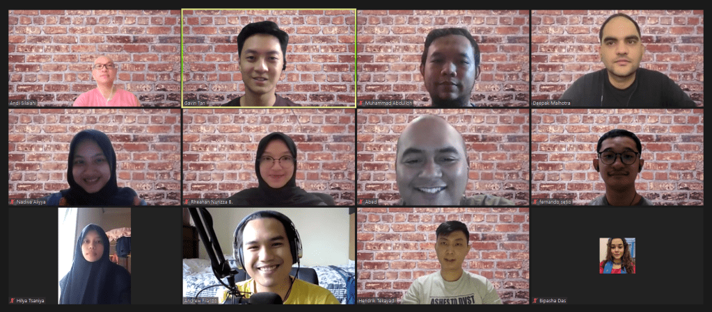 A Zoom screenshot showing members of financial API startup Brick's team