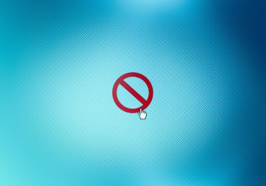 Close up of restricted access icon on computer screen