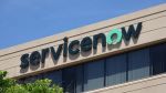 Close up ServiceNow logo on California headquarters