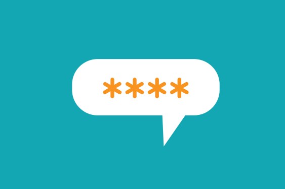 Password asterisks in a message bubble on a teal background.