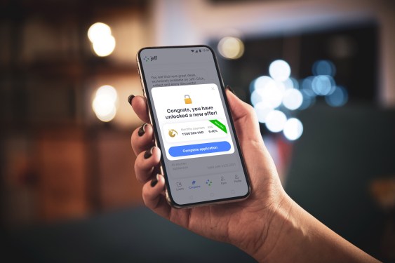 A photo of Jeff App, a loan brokerage platform in Southeast Asia, open on a smartphone