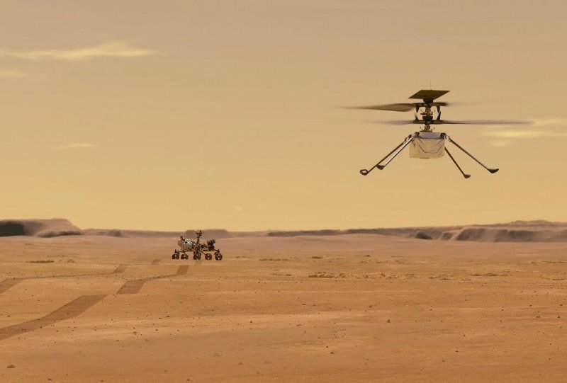 Mars Ingenuity helicopter flight concept render