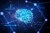 Close up brain with a futuristic graphical user interface in network connection space.