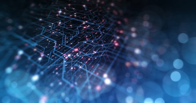 Data moving over a circuit board.