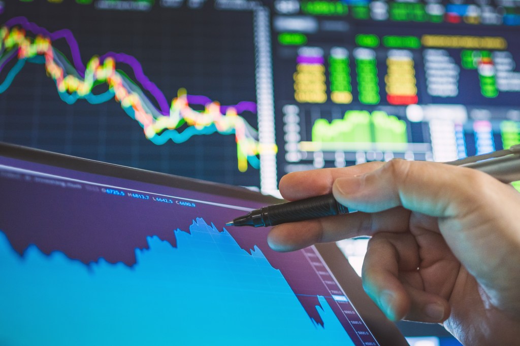 Business analysis stock graph backtest in crisis covid-19 for investment in stockmarket and finance business planning selective stock for Stockmarket crash and Financial crisis