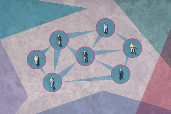People in various circles meant to symbolize different user groups in an application permissions matrix.