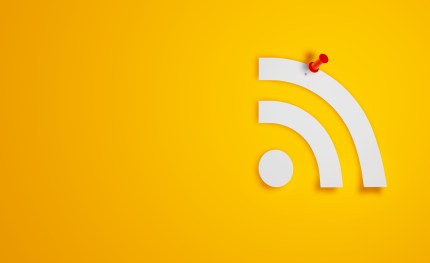 Pin Paper RSS Symbol on Yellow Background