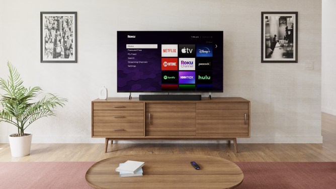 TV on stand in living room
