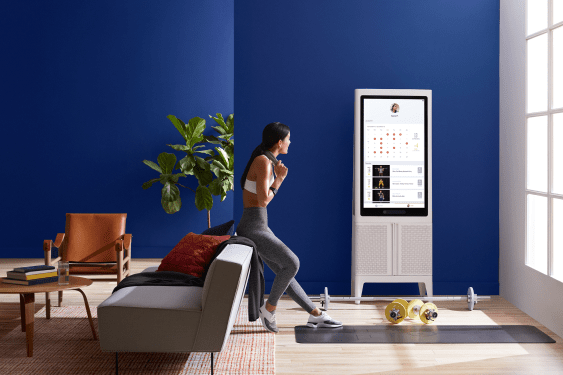 Tempo workout device with person resting between workouts