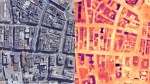 An aerial image side by side with a thermal image of the same area.