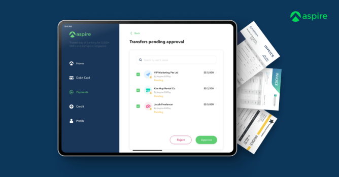 A composite image with screenshots of Aspire's new Bill Pay feature