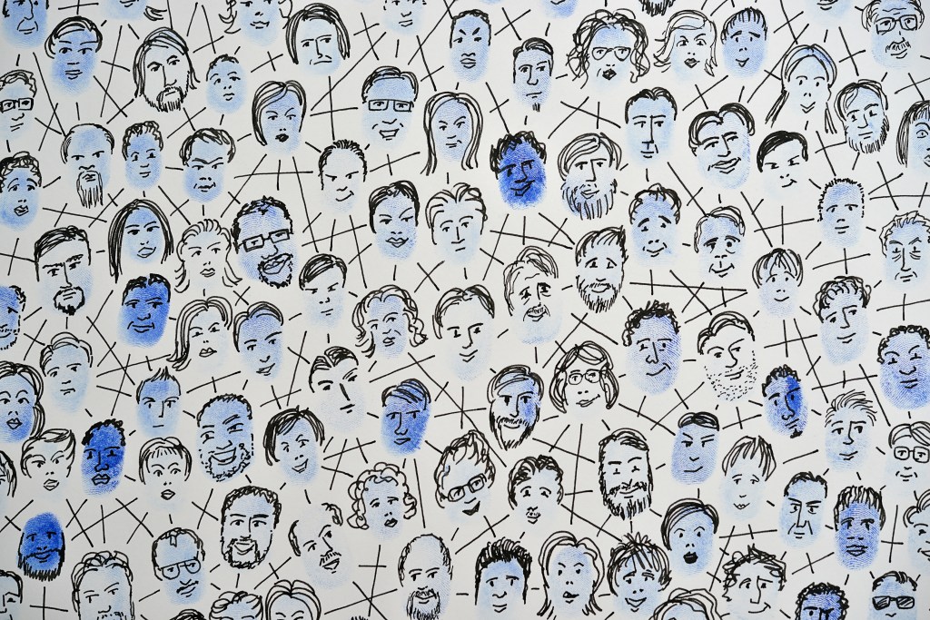 Image of connected fingerprint faces.