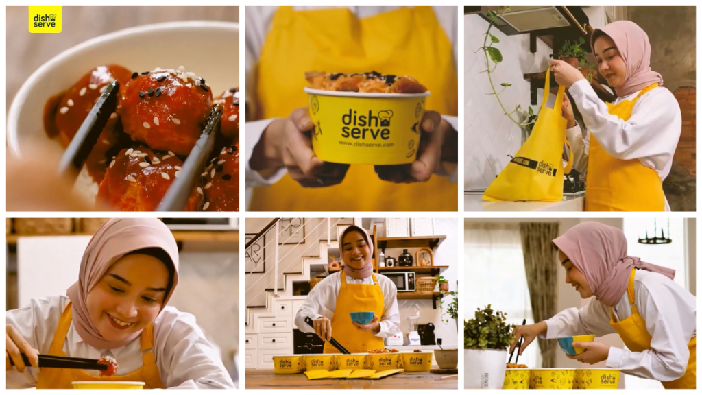A photo collage showing a DishServe home kitchen operator
