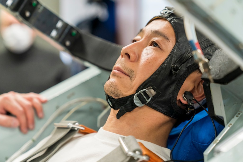 Yusaku Maezawa in centrifuge testing for his Soyuz flight.