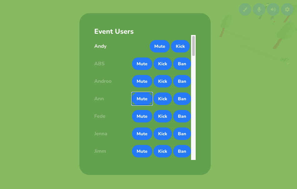 Skittish mod tools (mute, kick, ban buttons)
