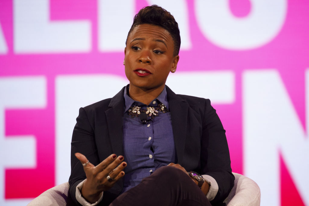 Stephanie Lampkin, chief executive officer and founder of Blendoor,speaks during the 2019 Makers Conference in Dana Point, California, U.S., on Thursday, Feb. 7, 2019.