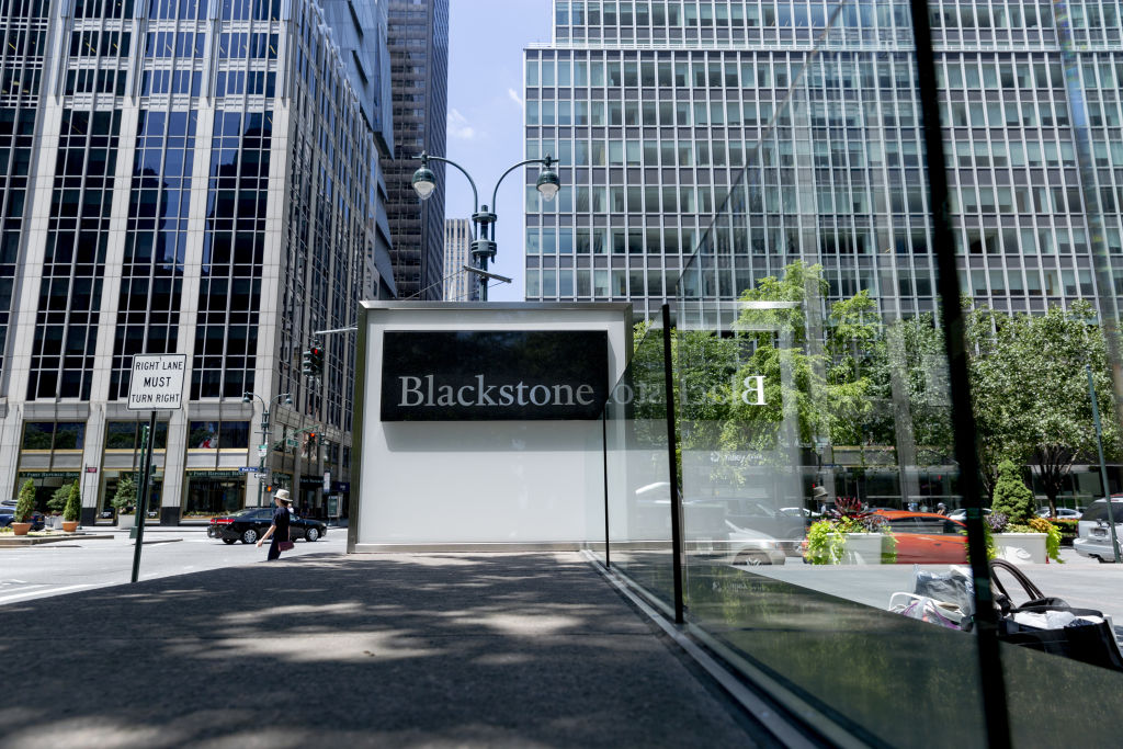 Signage is displayed outside the Blackstone Group Inc. headquarters in New York, U.S., on Saturday, July 13, 2019. The Blackstone Group Inc. is scheduled to release earnings figures on July 18. Photographer: Mark Abramson/Bloomberg via Getty Images