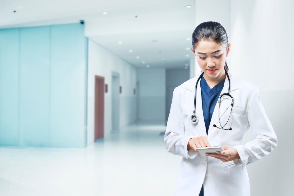Doctor in white lab coat