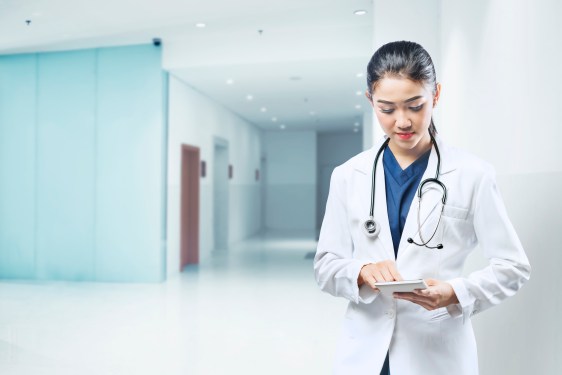 Doctor in white lab coat