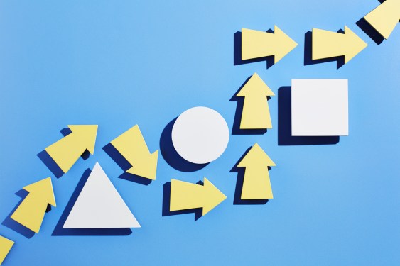 Image of a group of arrows moving around obstacles to represent laying the groundwork at every stage of growth.