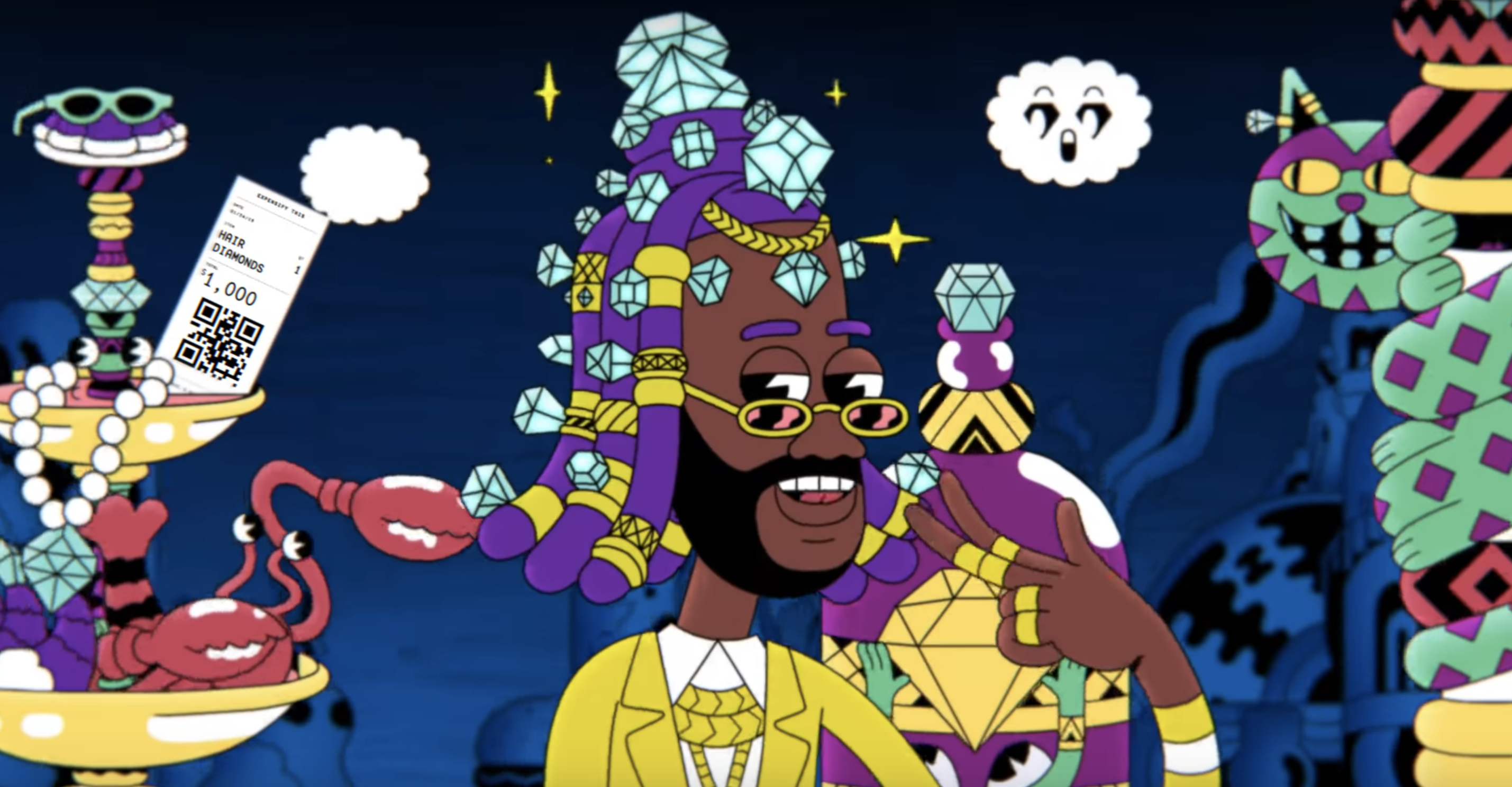 Still from Expensify Super Bowl music video