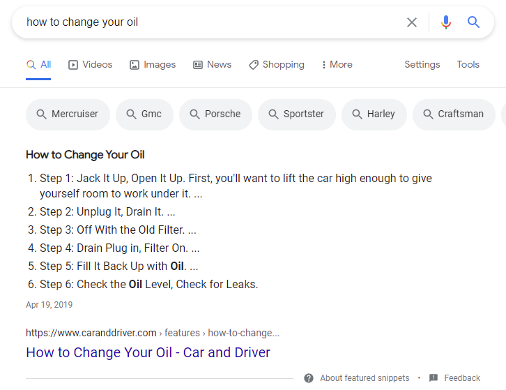 An example of a how to featured snippet