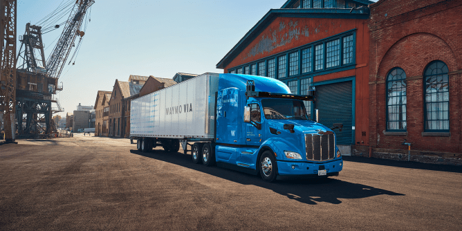 a waymo via branded truck