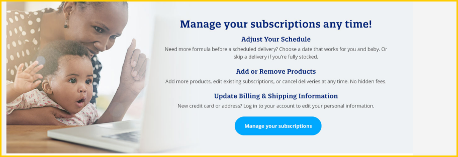 On the other hand, the original page presents nothing unique, just standard elements like adjusting your schedule, add or remove products, and update billing & shipping information. These are expected features