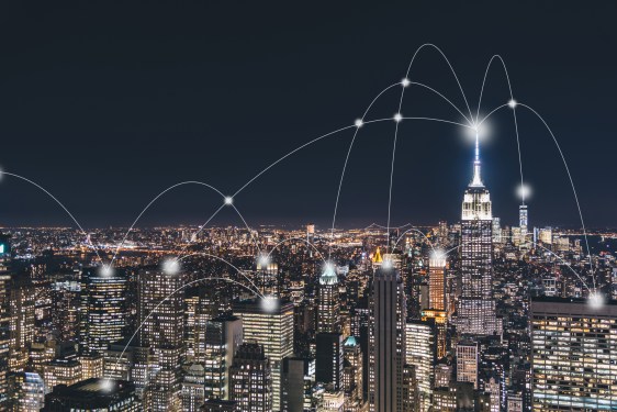 City Network of Manhattan Skyline