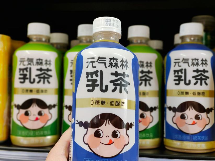 Bottles of tea made by Genki Forest