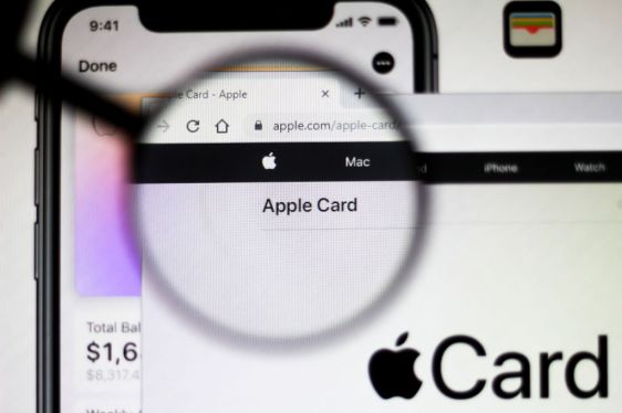 BRAZIL - 2019/10/13: In this illustration the homepage of the Apple Card website is seen displayed on the computer screen through a magnifying glass. (Photo Illustration by Rafael Henrique/SOPA Images/LightRocket via Getty Images)