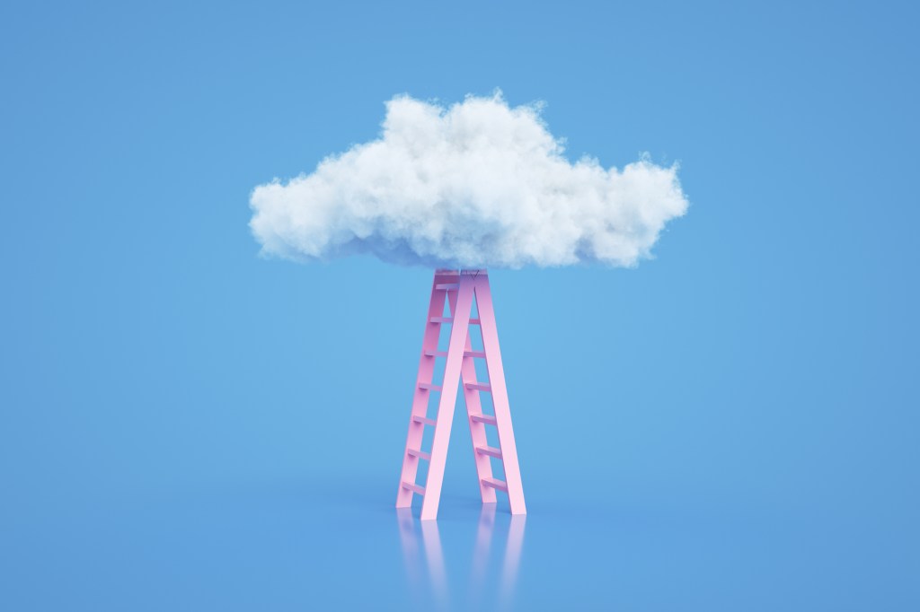 3d rendering of Staircase and cloud.